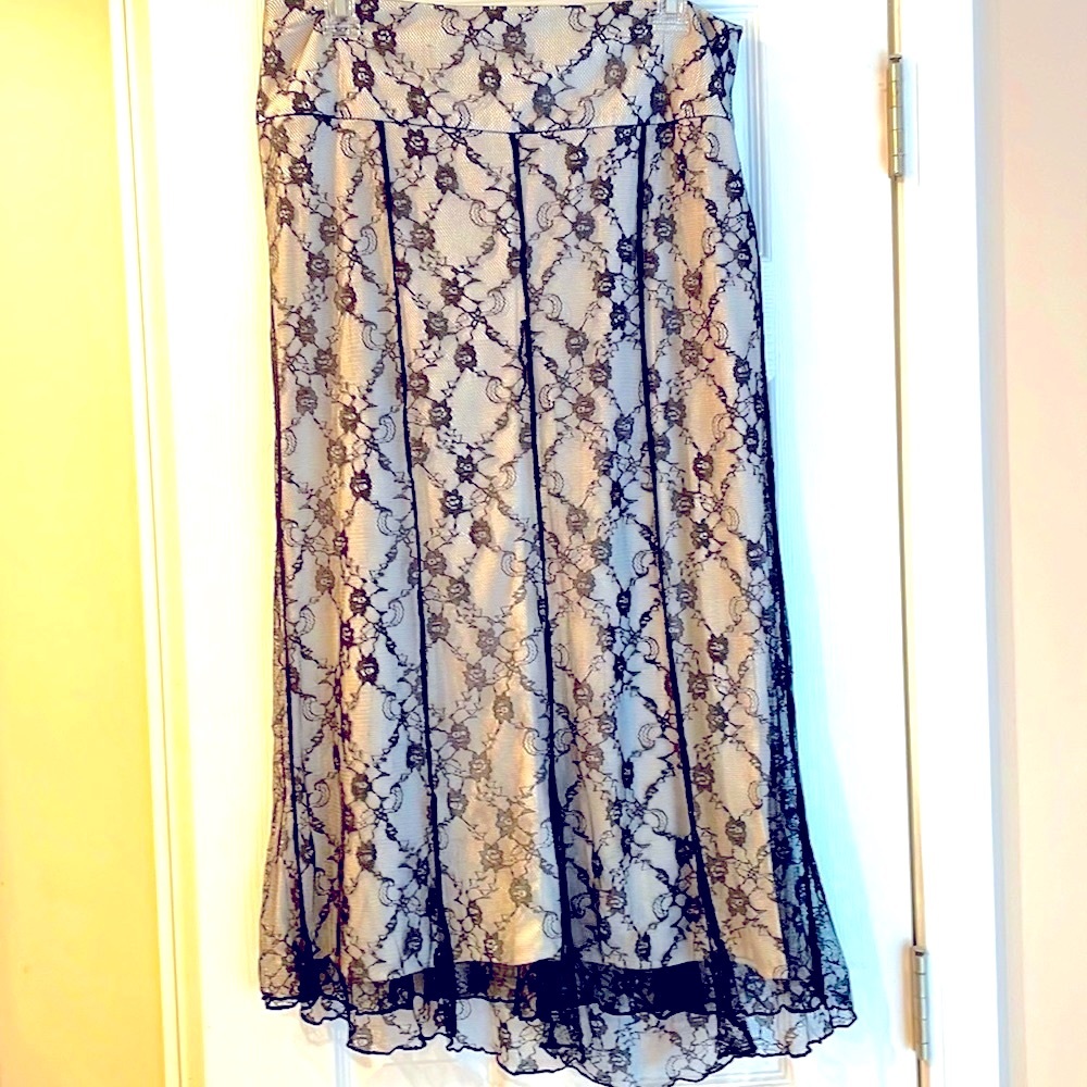 Beautiful Black Lace over off-white Skirt